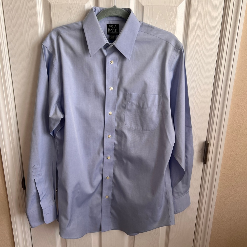 Jos. A. Bank Traveler's Collection Tailored Fit Dress Shirt Blue Men's 15 1/2-34